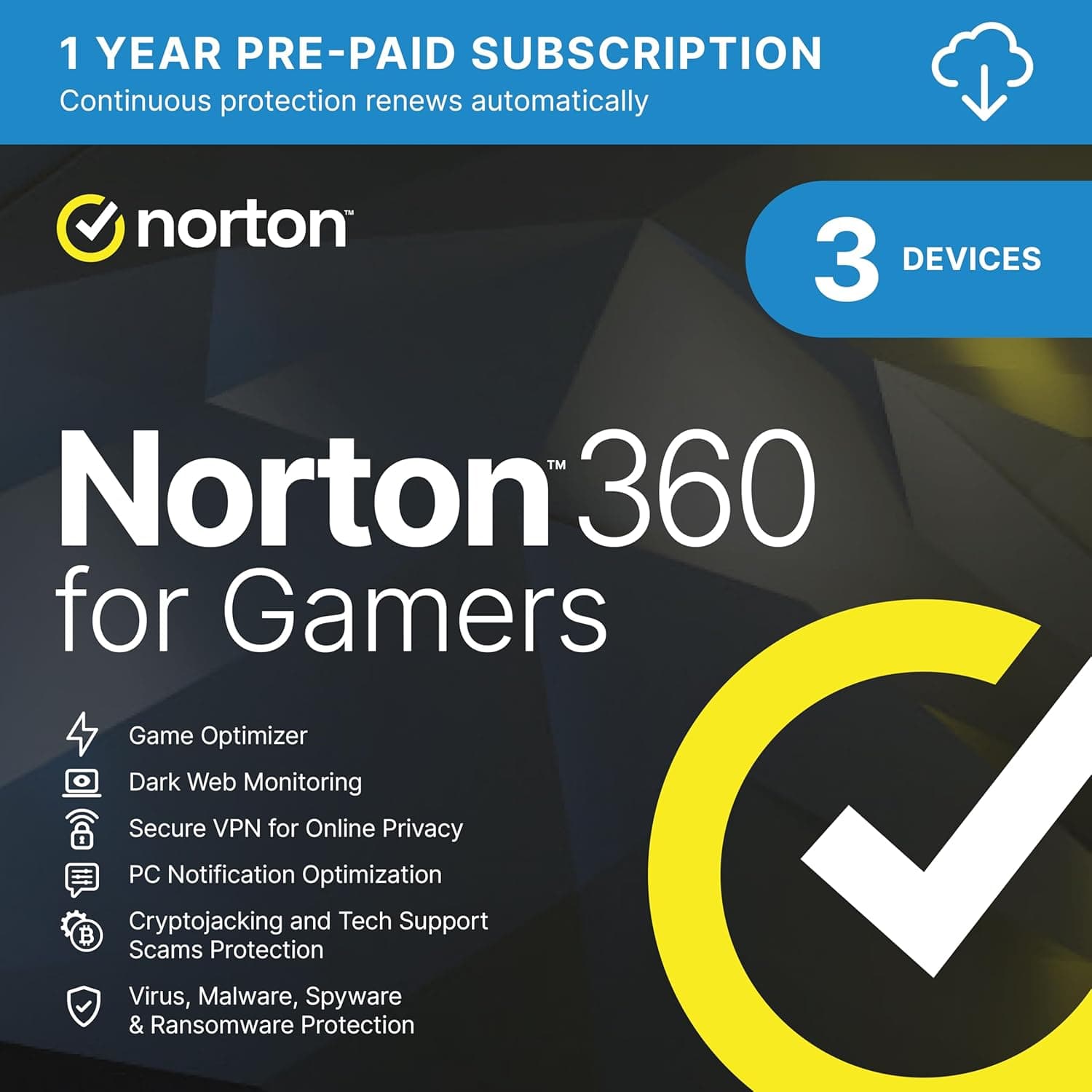 Norton for Gamers NO SUB 360 3 Devices 1 Year