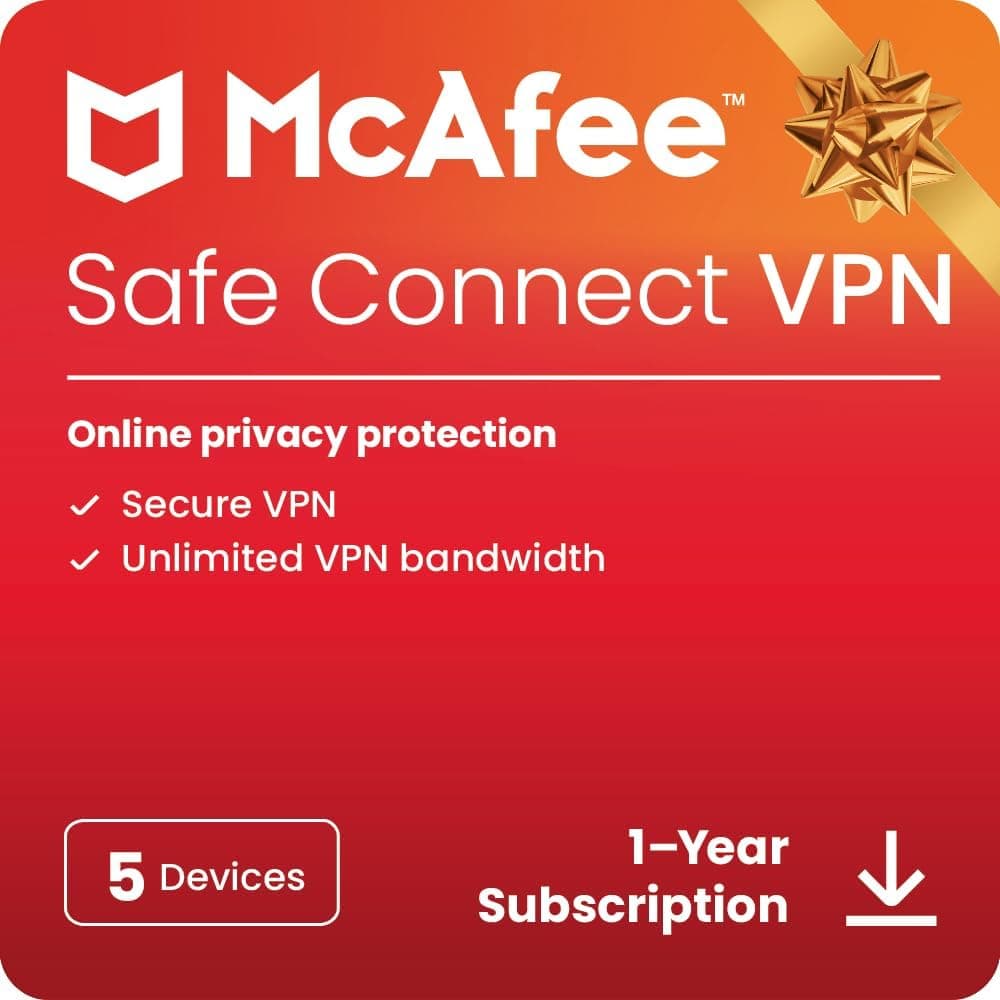 McAfee Safe Connect VPN 5 Devices 1 Year